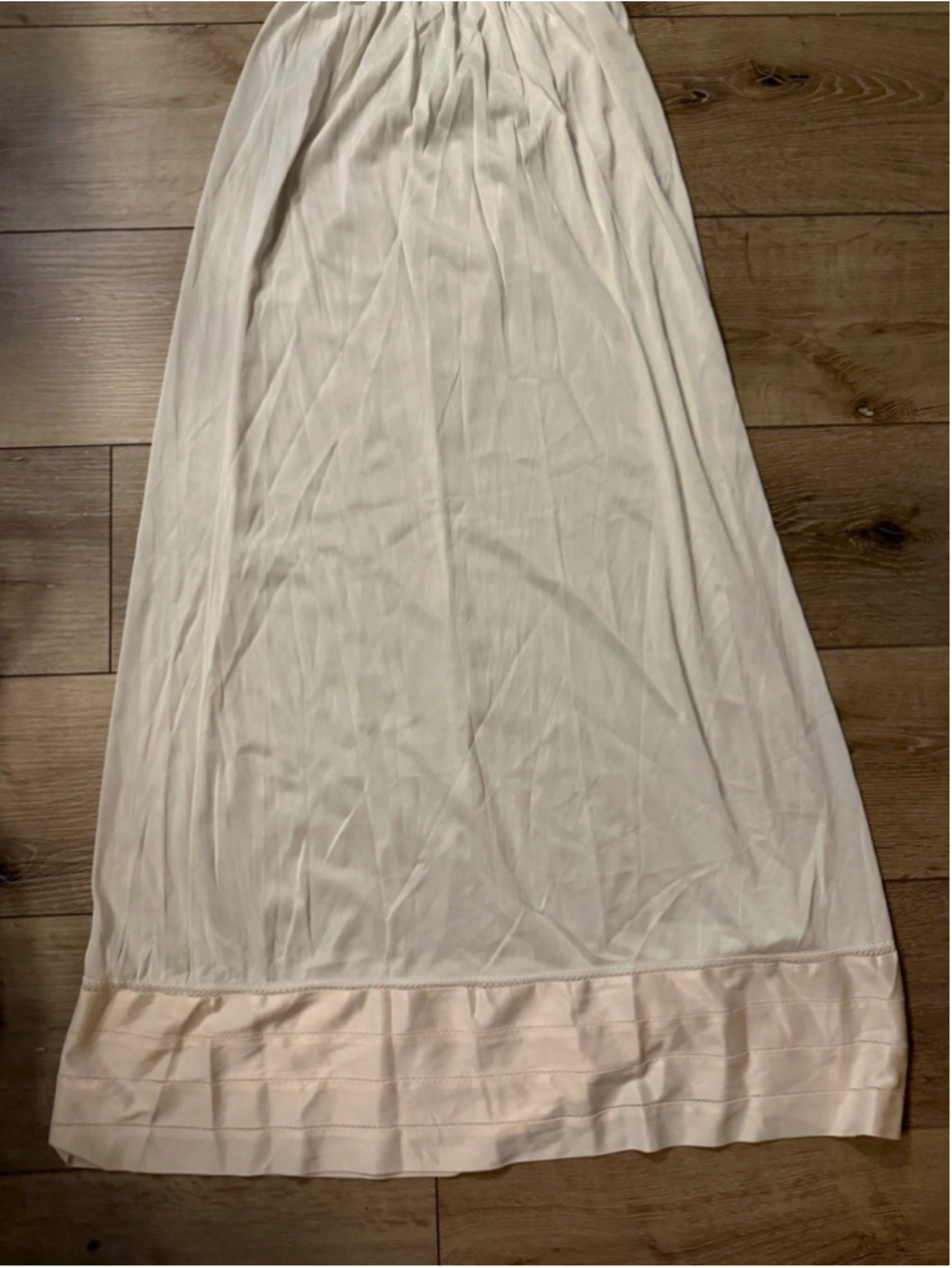 Vintage Vanity Fair Full Length Slip Small Ivory Satin Hem Petticoat Lingerie